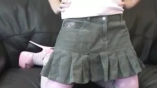 Young hottie with small tits shoves a dildo in her pussy