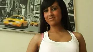 Young slut with mini skirt spreads her legs and slip her dildo in her twat