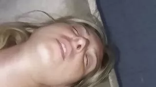 I took off her panties and cum on my dick