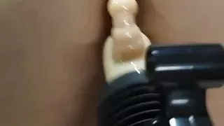 Getting double penetrated by sex machine
