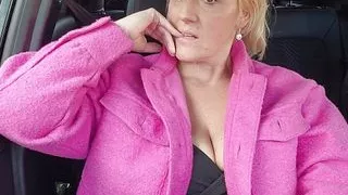 Wife plays with Her pussy while on a drive