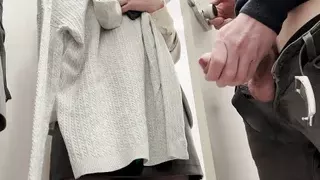 Public dick flash in front of the clothing store assistant ended up with a blowjob and quickie in the changing room