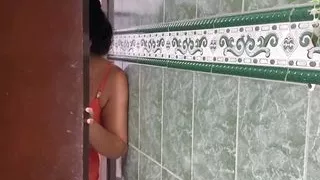 I spy my cousin in the bathroom his big cock turns me on and I tell him to fuck my pussy