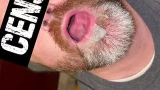 Precum drooling out of my hard cock with massaging of balls tight  and then a yummy cum load being licked up and eaten