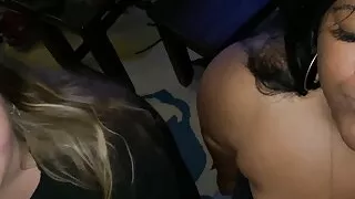 Wife Watches Mistress Blowjob. Cum on both BBW Sluts!
