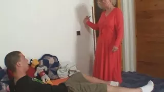 girlfriend  caught him doggy-fucking blonde mother-in-law