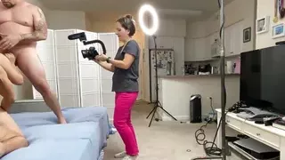 BTS 3some with busty big ass deepthroating MILF slut