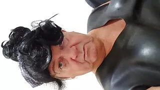 perv latex bessy is wank on her rubber boots