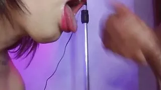 The trans Emma Ink sucks the neighbor's dick with whipped cream and leaves him all drooling and then gets milk in her mo