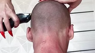 Old lady femdom shaving slave asmr long nails