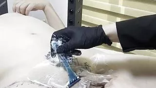 Korean Femdom TATTOO SLAVE Shaving