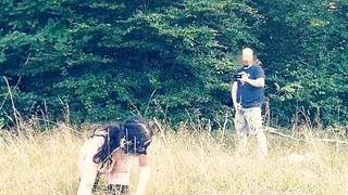 Public slut humiliated on leash HOT