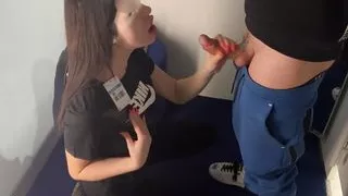 Risky Changing Room Blowjob with Huge cumshot on Store Clothes