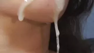 Cum greedy MILF gets splashed on her face after fucking like