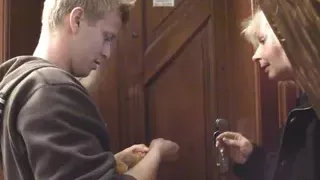 Neighbor fingering and doggy-fucking blonde cougar