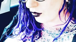 Flashing on the road with big tits