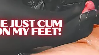 Hard Pantyhose Footjob & Ruined Orgasm! Sexy Feet Ballbusting CBT and Femdom