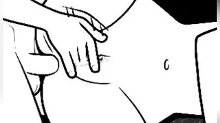 I cum on her tight ass and finger her to masturbate her delicious pussy - comic