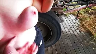 Nipple punishment in barn