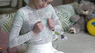 Schoolgirl stepsister excites her stepbrother while no one is home...