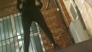 Pissing down the stairs