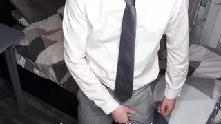 Suited ginger tomtom wanking hung dick