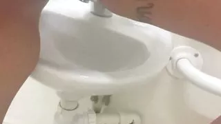 Getting My pussy in the work sink and pissing