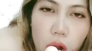 Scarlett Rouge rides her dildo deep in her pussy