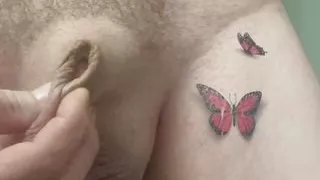 Trying to play peekaboo with micropenis