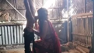 Red Saree Wife Outdoor Blowjob ( Official Video By Villagesex91)