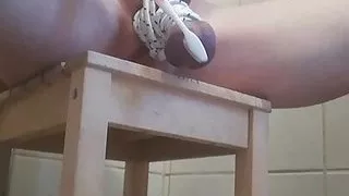 Cock balls roped clean with toothbrush