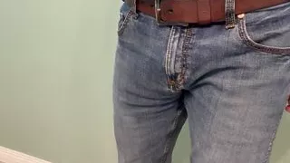 Upclose Peeing in a Bottle