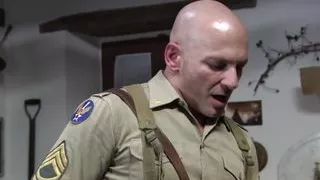 Soldier came back at home to fuck this hot blonde housewife