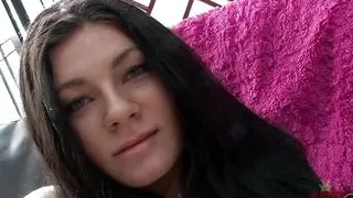 Sexy brunette babe Harley Ace strips down to use a vibrator on her pussy to amazing orgasms