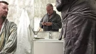 Daddy fucks me good in the bathroom.