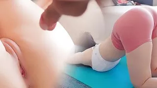 Creampied quickie! BF seduced by my cameltoe and big ass when doing yoga.