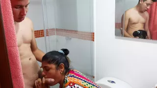 My Stepmom Interrupts My Shower To Suck My Cock