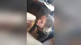 She Sucks Off Her Husband While Hes At Work