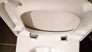 Piss at the airport toilet and shaking cock after peeing #14