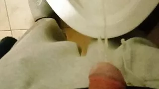 Pissing in a public toilet, uncutted cock. #13