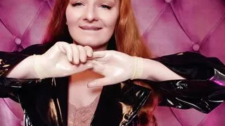 ASMR: latex gloves medical fetish sounding - MILF in black shiny clothes PVC coat (Arya Grander)
