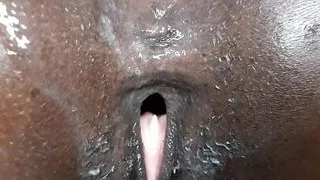 Pussy covered with sperm Full of milk, what a hot naughty woman