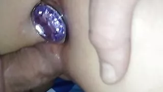 my husband fucks me in the pussy, and in the ass there is an anal plug.