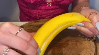 Long Nails Bad Tease With Banana And Lube