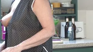 Mature older woman fucks with her younger freud deep and crass on the stove top until orgasm