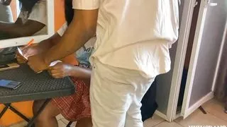 Jerking and riding my hot black lecturer