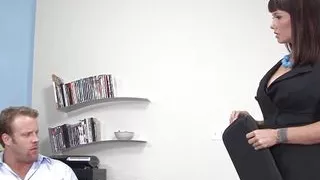 hot brunette gets creampie from boss