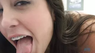 Sweet Amateur Natalie Monroe in BRACES sucks cock and gives handjob POV