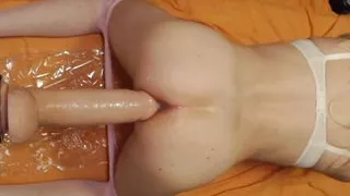 Naked anal fucking my king cock dildo deep