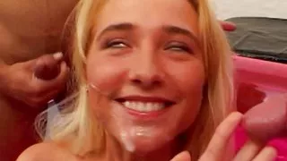 Beautiful German teen pleasing multiple cocks at the same time